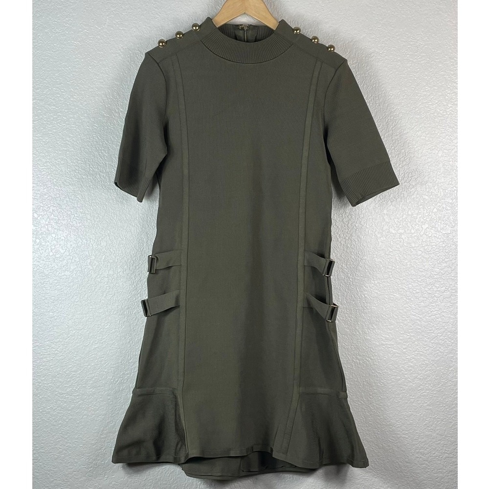 Bebe Women's Olive Army Green Military Inspired Tunic Dress Size XL Gorpcore GUC